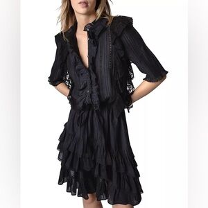 Zadig&Voltaire Ranky Tomboy Ruffle trim dress.
Black, Size S